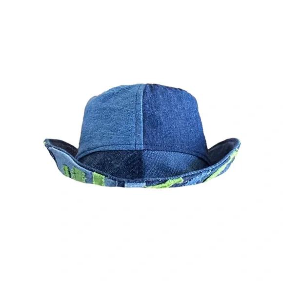 Abstract patchwork denim Bucket Hat - Picture 4 of 5